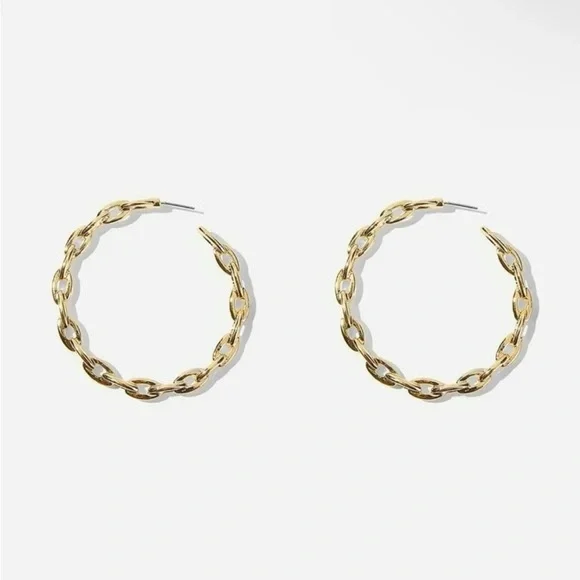 GOLD 3/$30 Chain Hoop Earrings - Picture 2 of 3